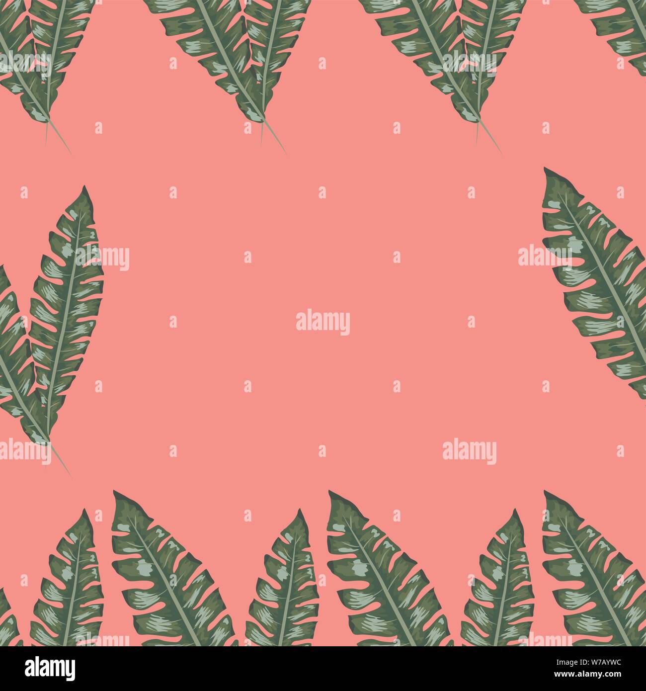 Tropical banana green leaves seamless pattern pink background. Exotic ...