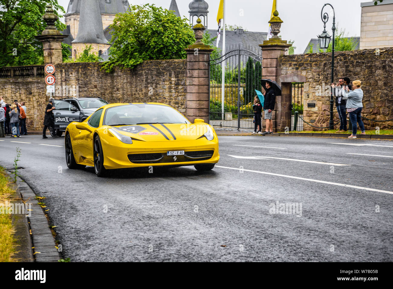 Germany Fulda Jul 2019 Yellow Ferrari 458 Spider Coupe