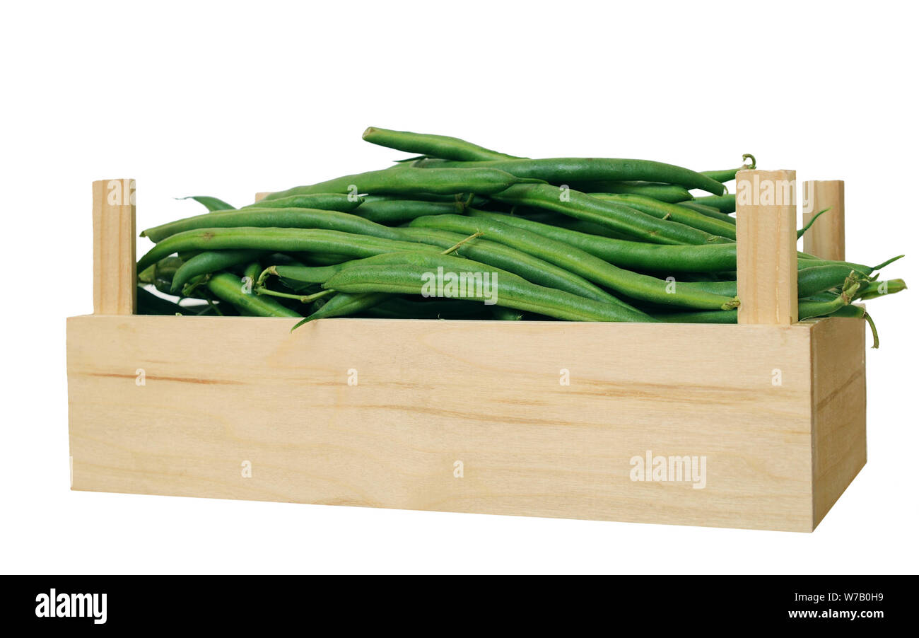 green bean in crate isolated on white Stock Photo Alamy
