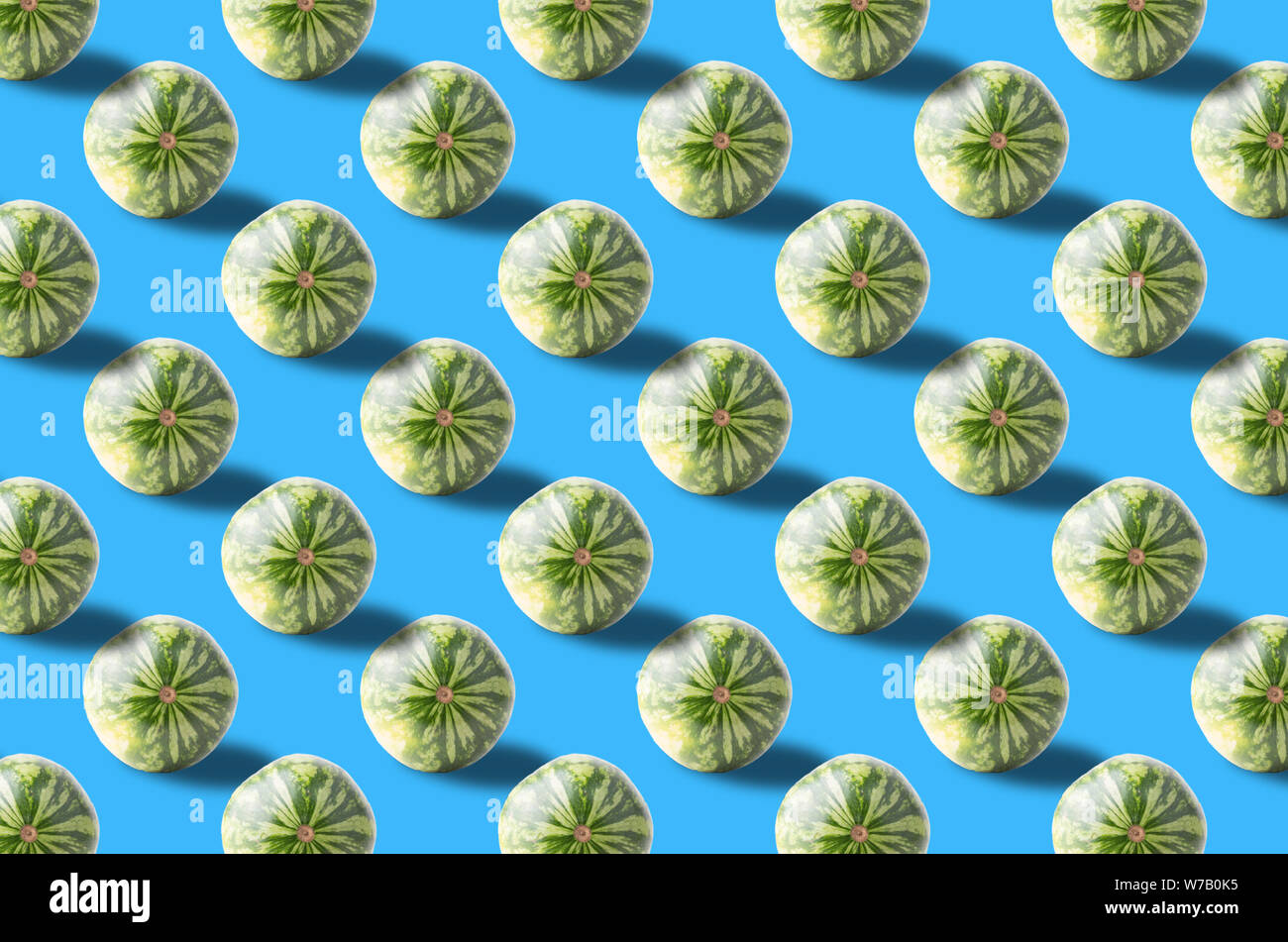 Fruit pattern. Colorful of fresh watermelon texture slices on blue ...