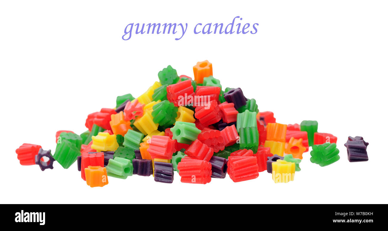 colorful fruit candies isolated on white background Stock Photo - Alamy