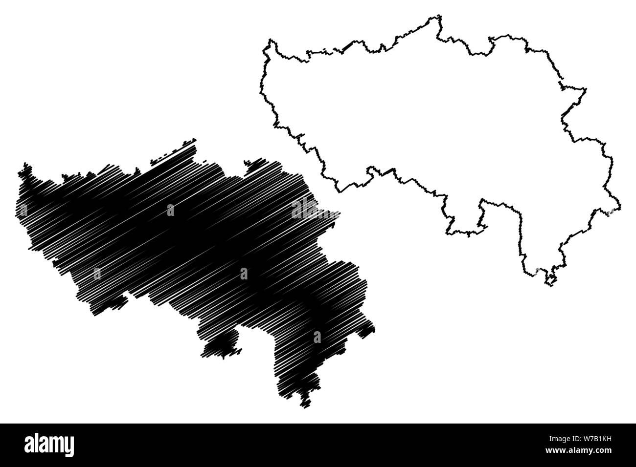 Liege Province (Kingdom of Belgium, Provinces of Belgium, Walloon Region) map vector illustration, scribble sketch Liege map Stock Vector