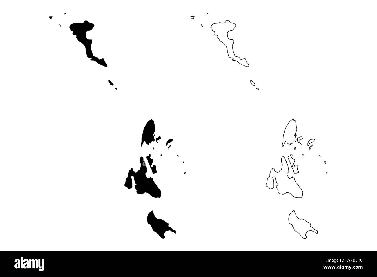 Ionian Islands Region (Greece, Hellenic Republic, Hellas) map vector illustration, scribble sketch Ionian Islands map Stock Vector