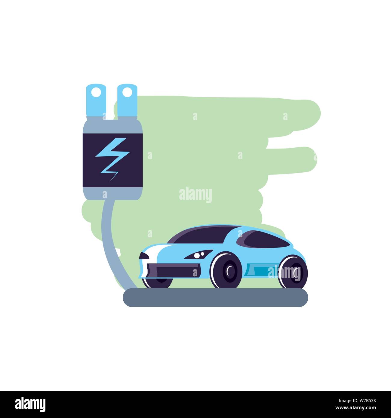 energy plug electric with car sedan transportation vector illustration design Stock Vector