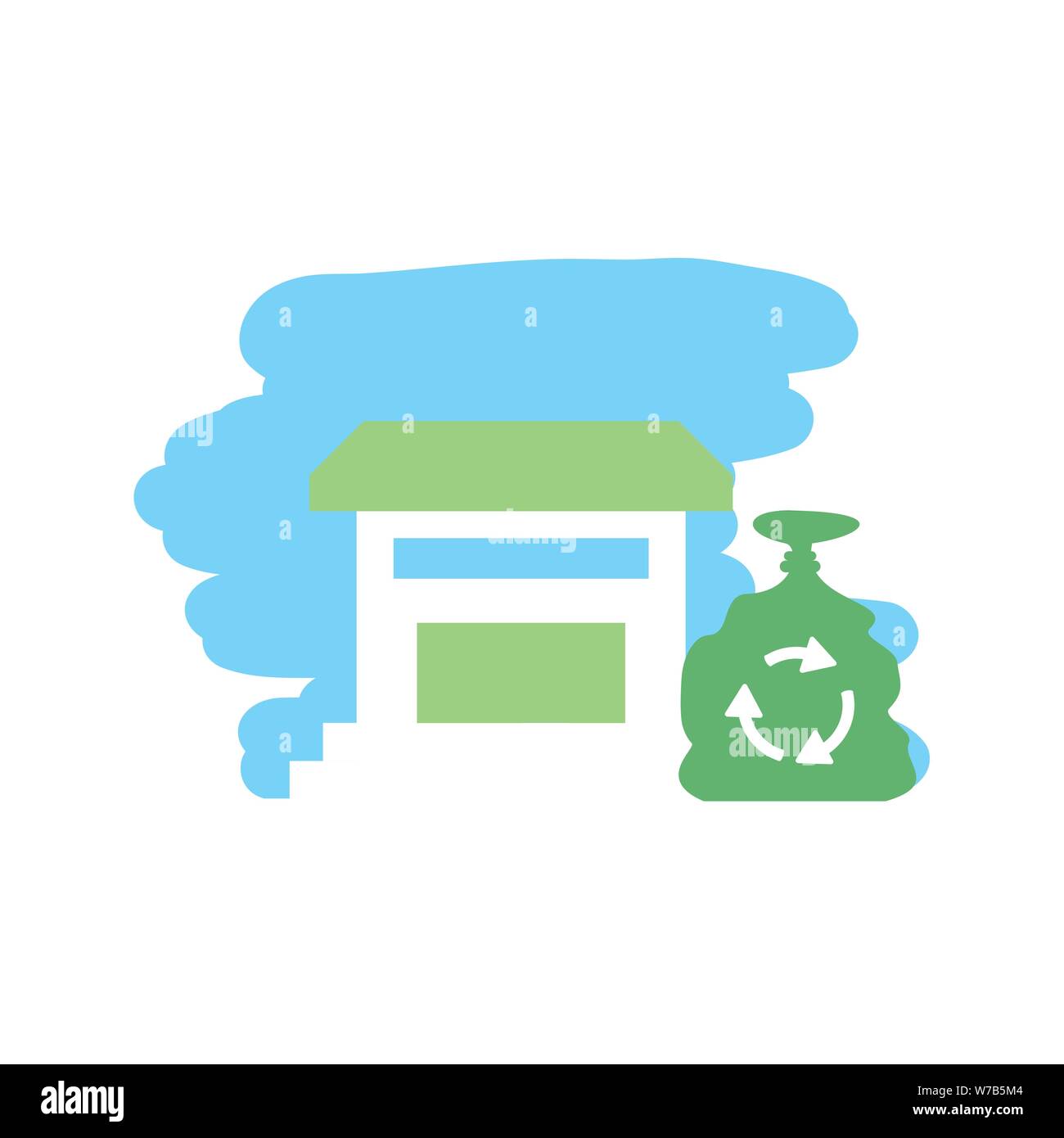 house facade with bag eco friendly vector illustration design Stock Vector