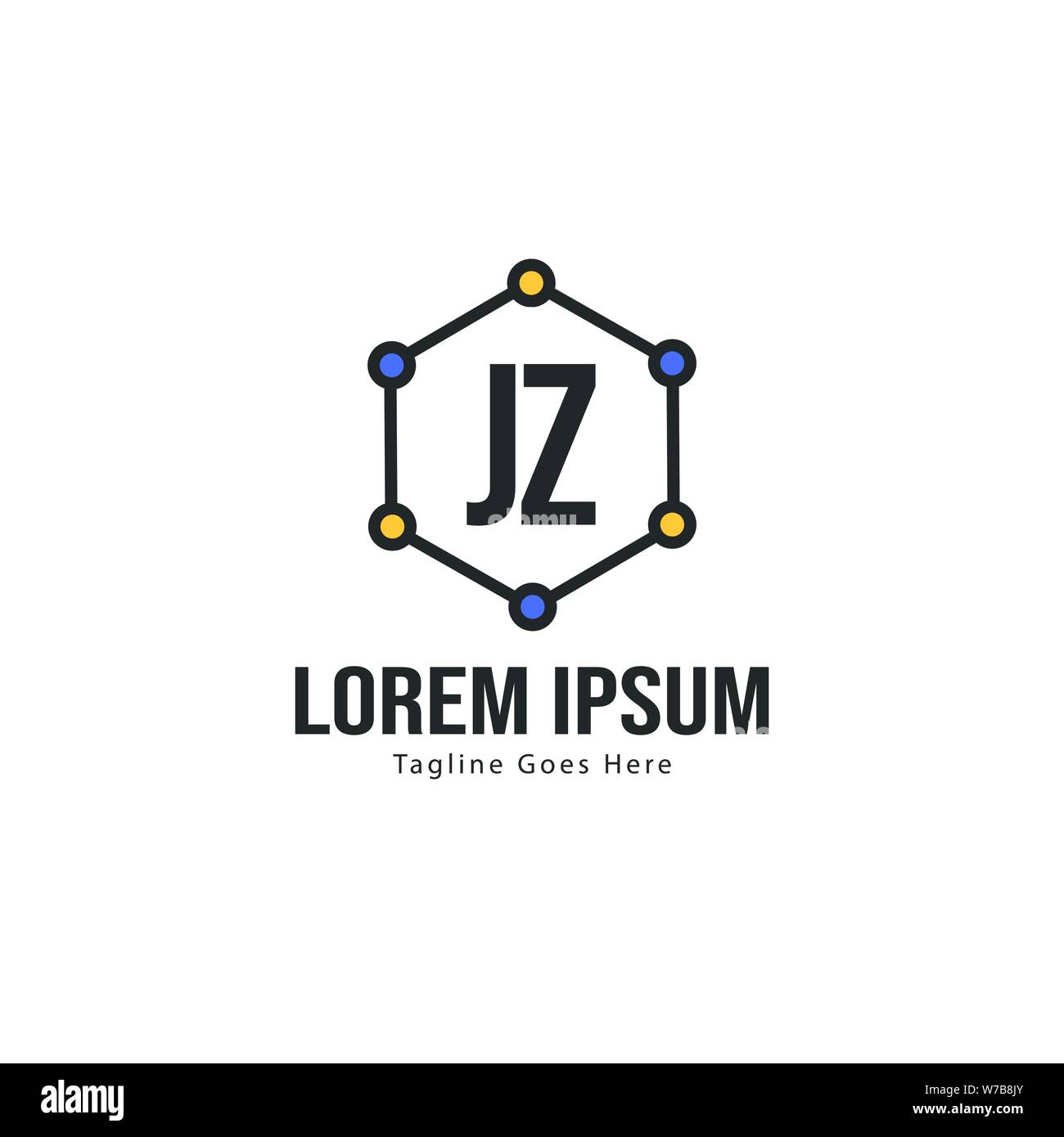 Initial JZ logo template with modern frame. Minimalist JZ letter logo vector illustration design Stock Vector