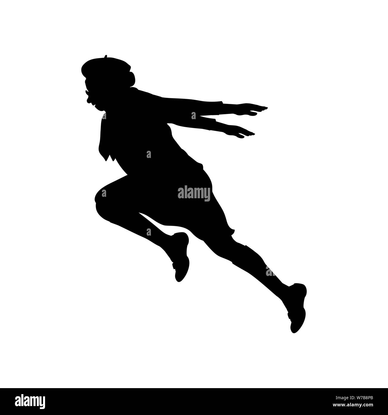 Silhouette running Grandma hands back strive for goals Stock Vector