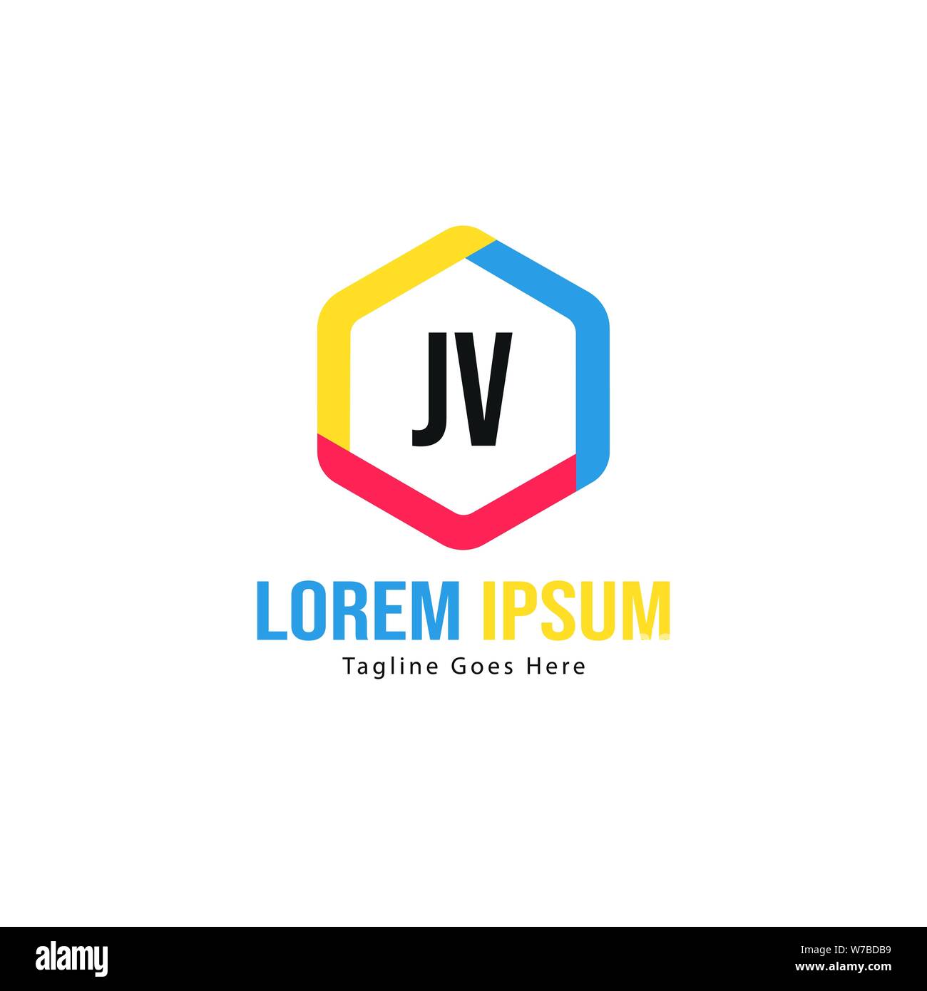 Initial JV logo template with modern frame. Minimalist JV letter logo ...