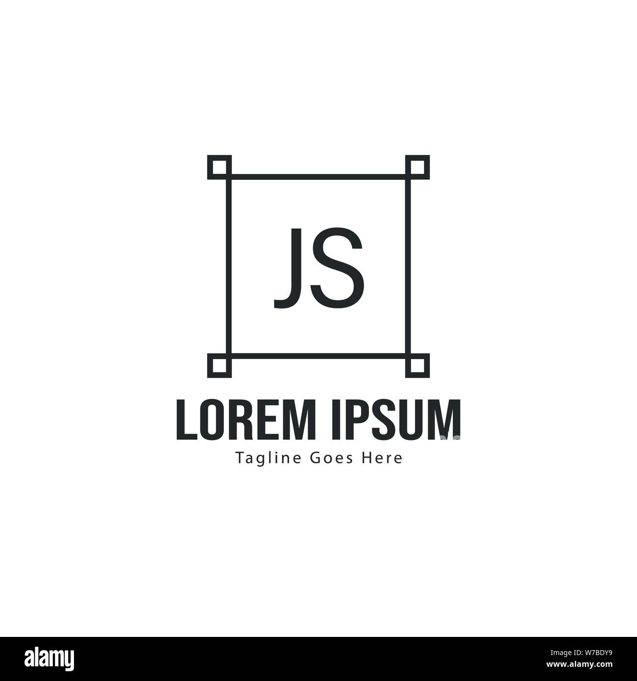 Initial JS logo template with modern frame. Minimalist JS letter logo