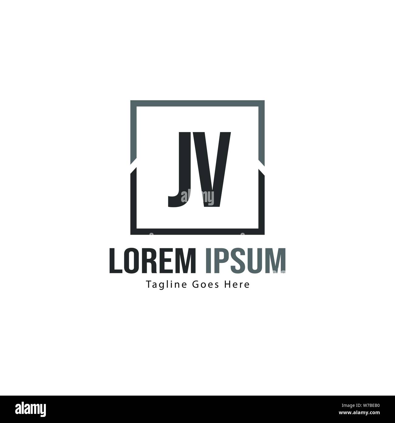 Initial JV logo template with modern frame. Minimalist JV letter logo