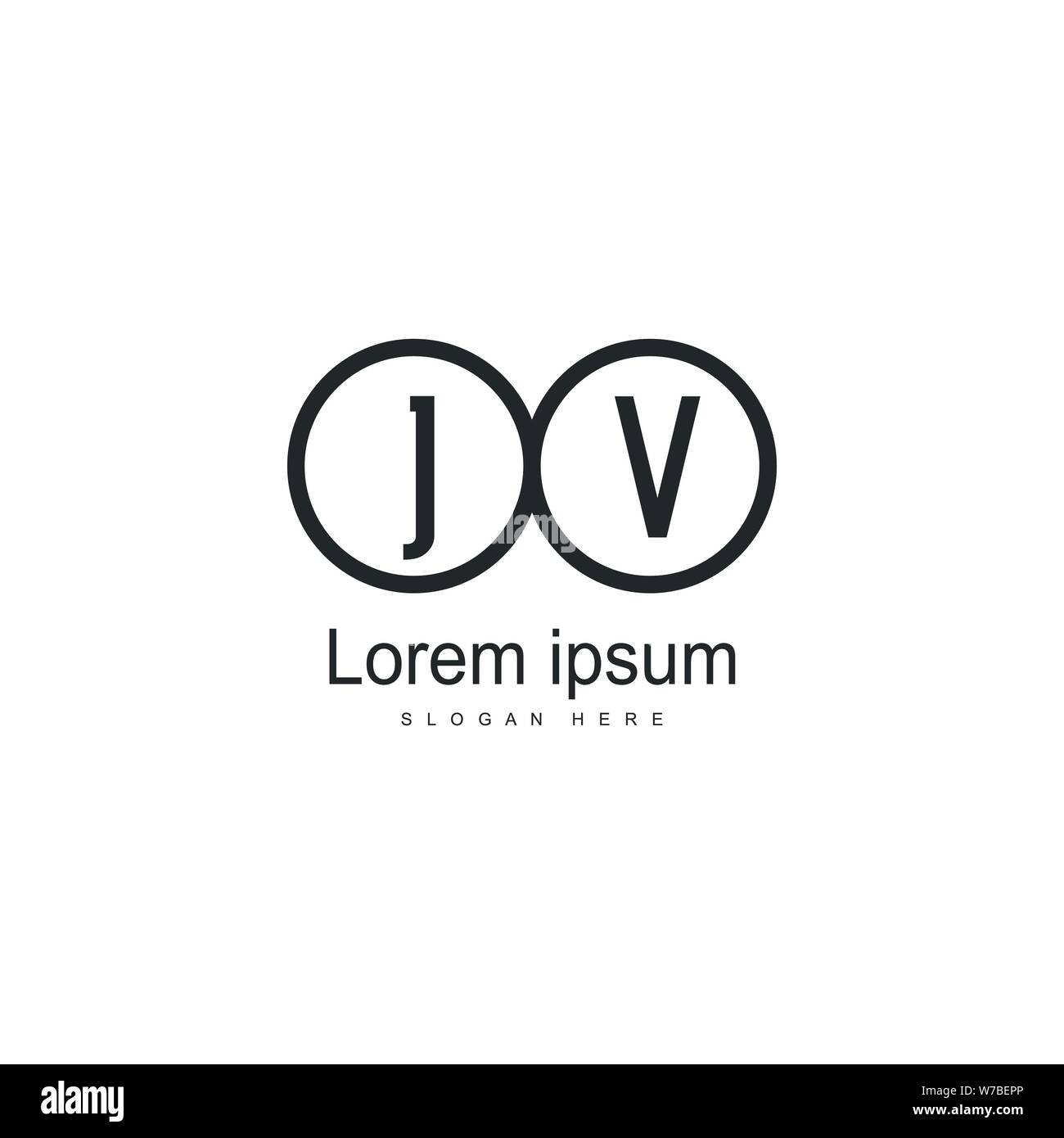 Initial JV logo template with modern frame. Minimalist JV letter logo