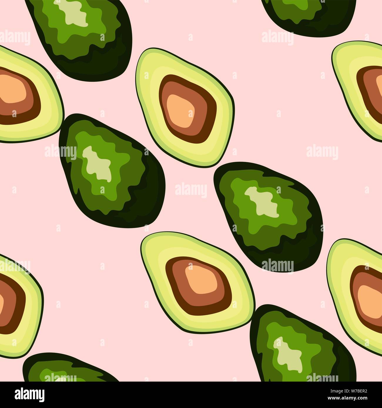 Avocado seamless pattern on background. Whole and cut avocado Stock ...