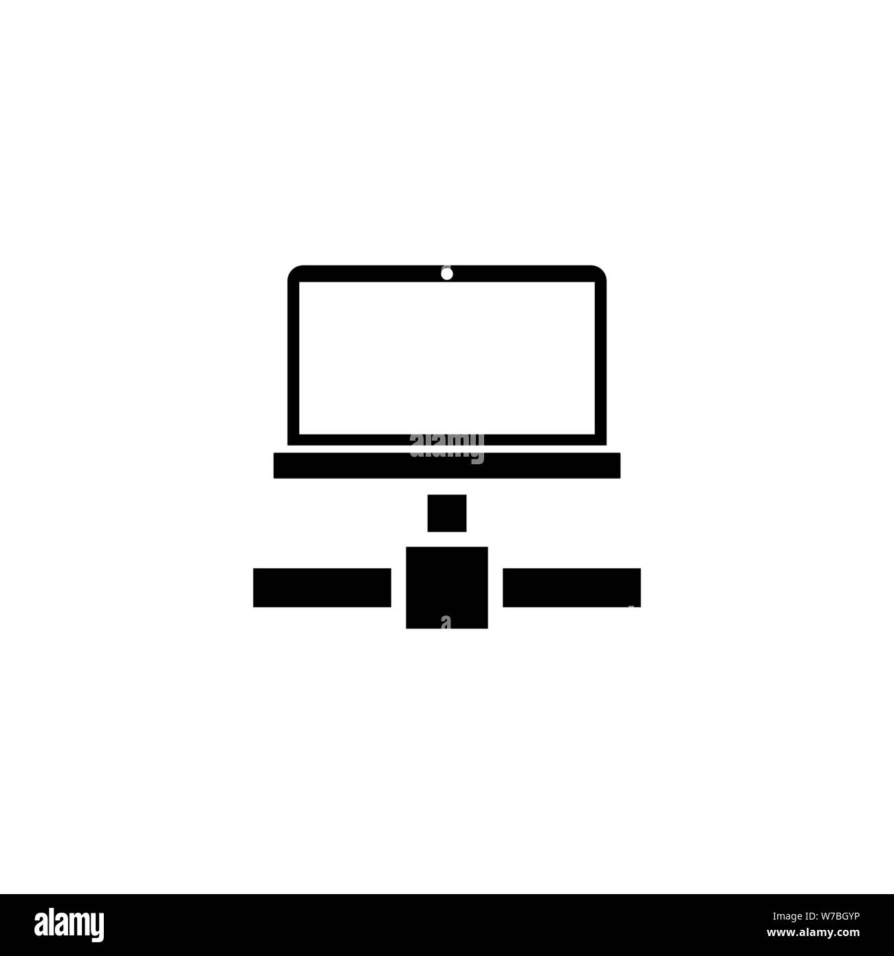 Laptop Network, Internet Connection. Flat Vector Icon illustration ...