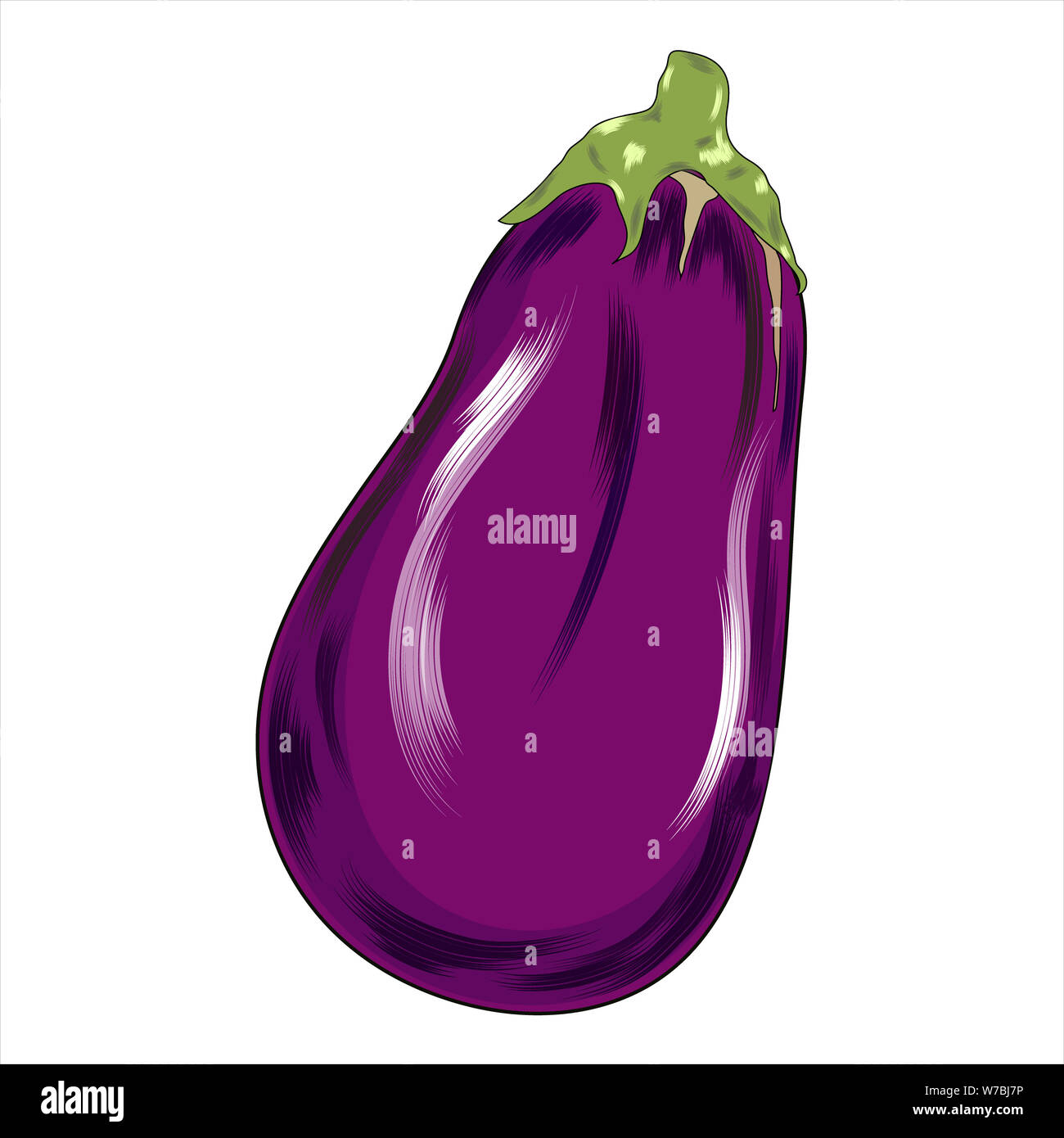 Eggplant, vegetable flat icon. One eggplant. isolated on white. Symbol