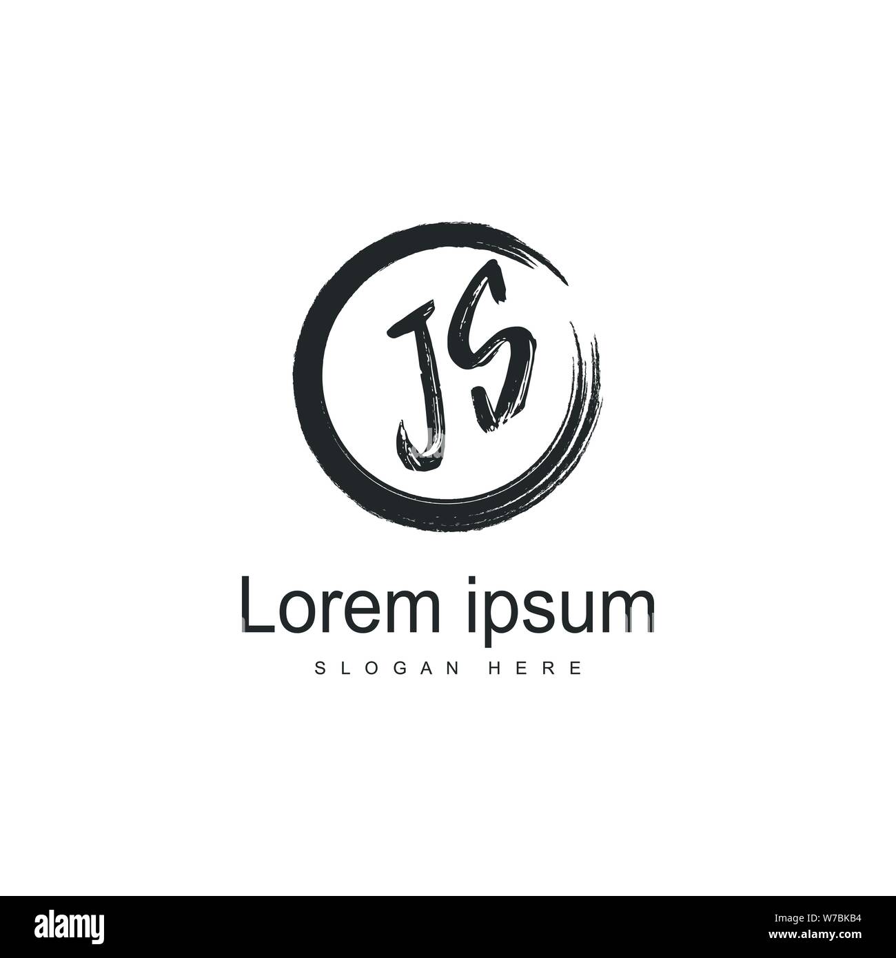 Initial JS logo template with modern frame. Minimalist JS letter logo