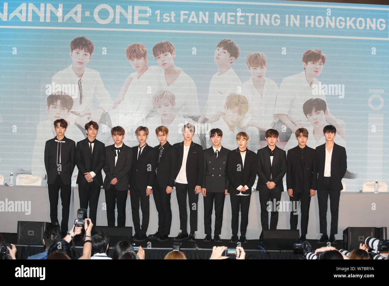 Members of South Korean boy band Wanna One attend the first fan meeting in  Hong Kong, China, 3 October 2017 Stock Photo - Alamy