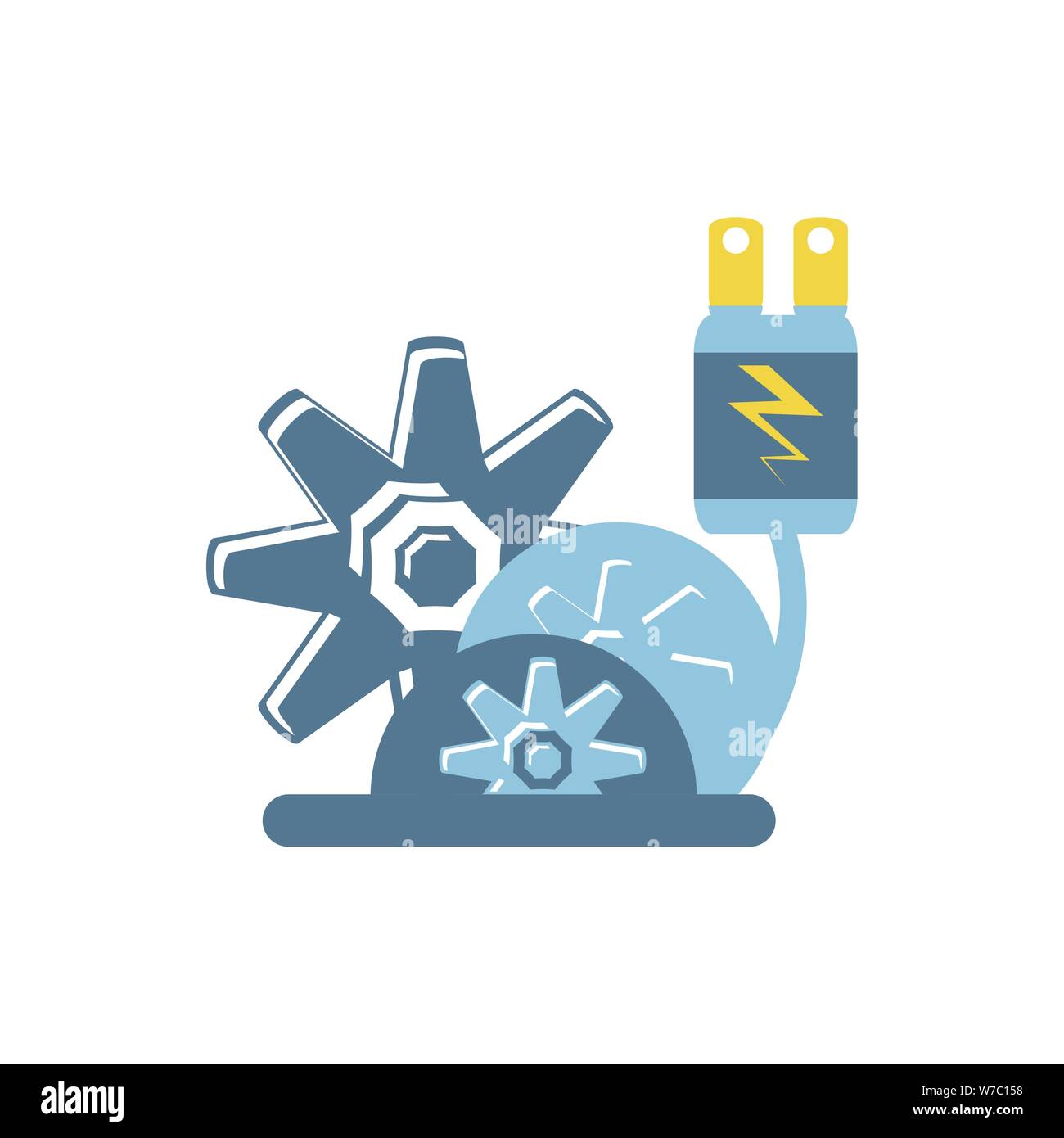 energy plug electric with gears pinions vector illustration design
