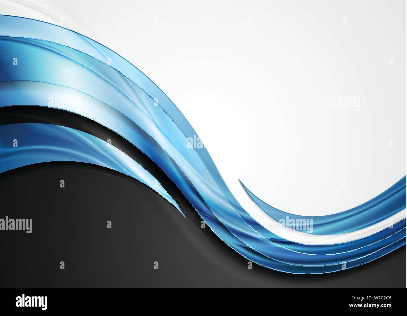 Blue shiny glossy waves abstract background. Vector design Stock Vector