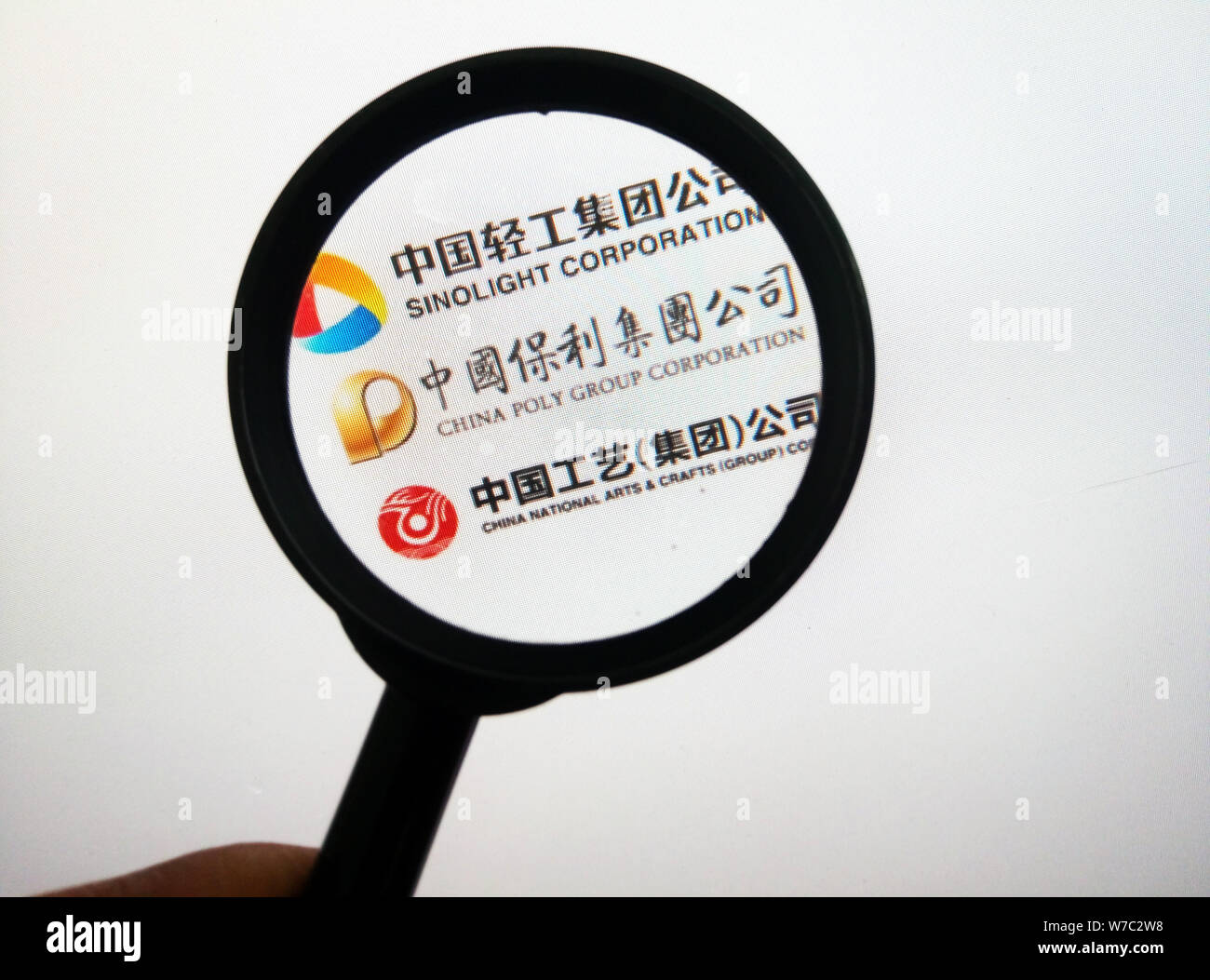 --FILE--A Chinese netizen looks at logos of (from top) Sinolight ...