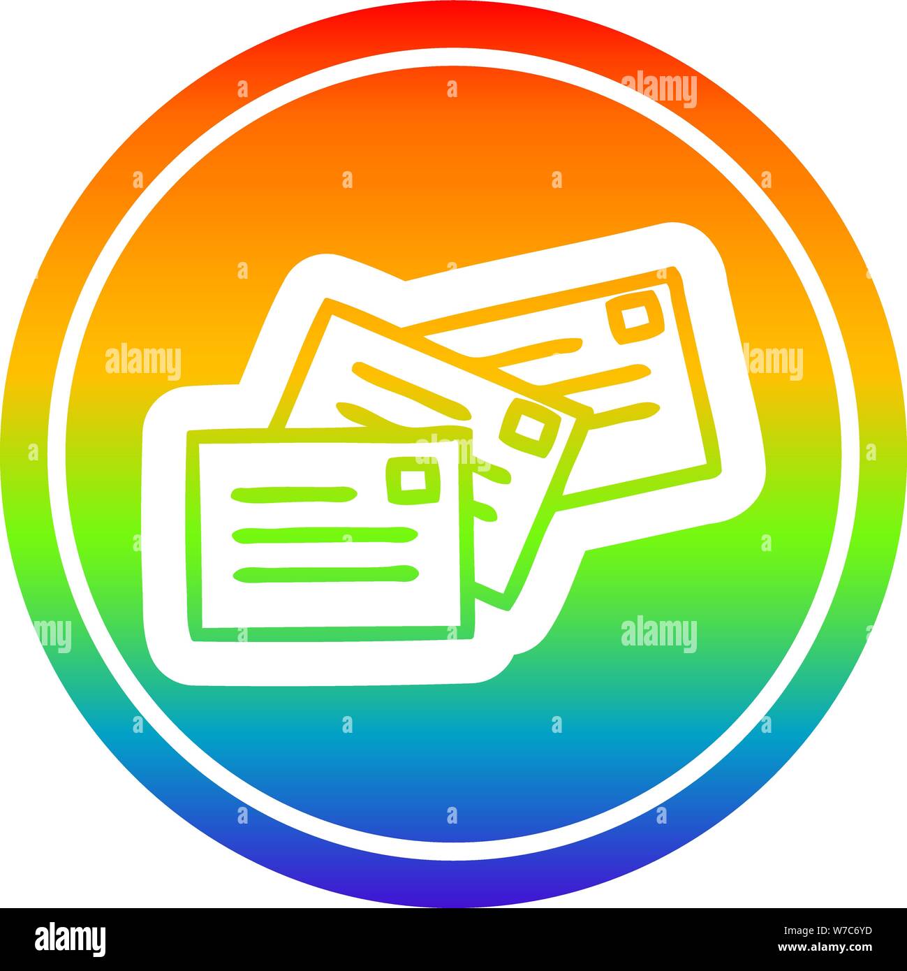 stack of letters circular icon with rainbow gradient finish Stock Vector