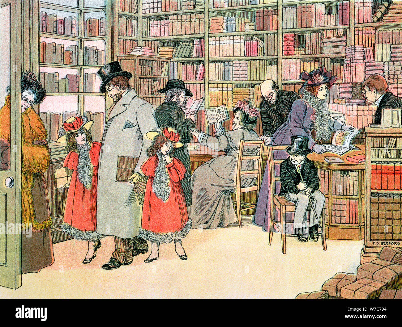 The Book Shop, 1899. Artist: Francis Donkin Bedford Stock Photo