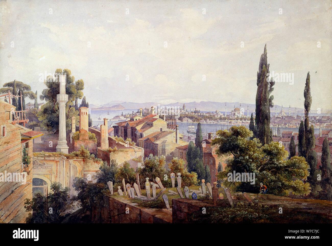 'View of Constantinople and the Golden Horn', 1835. Artist: Johann Jakob Wolfensberger Stock Photo