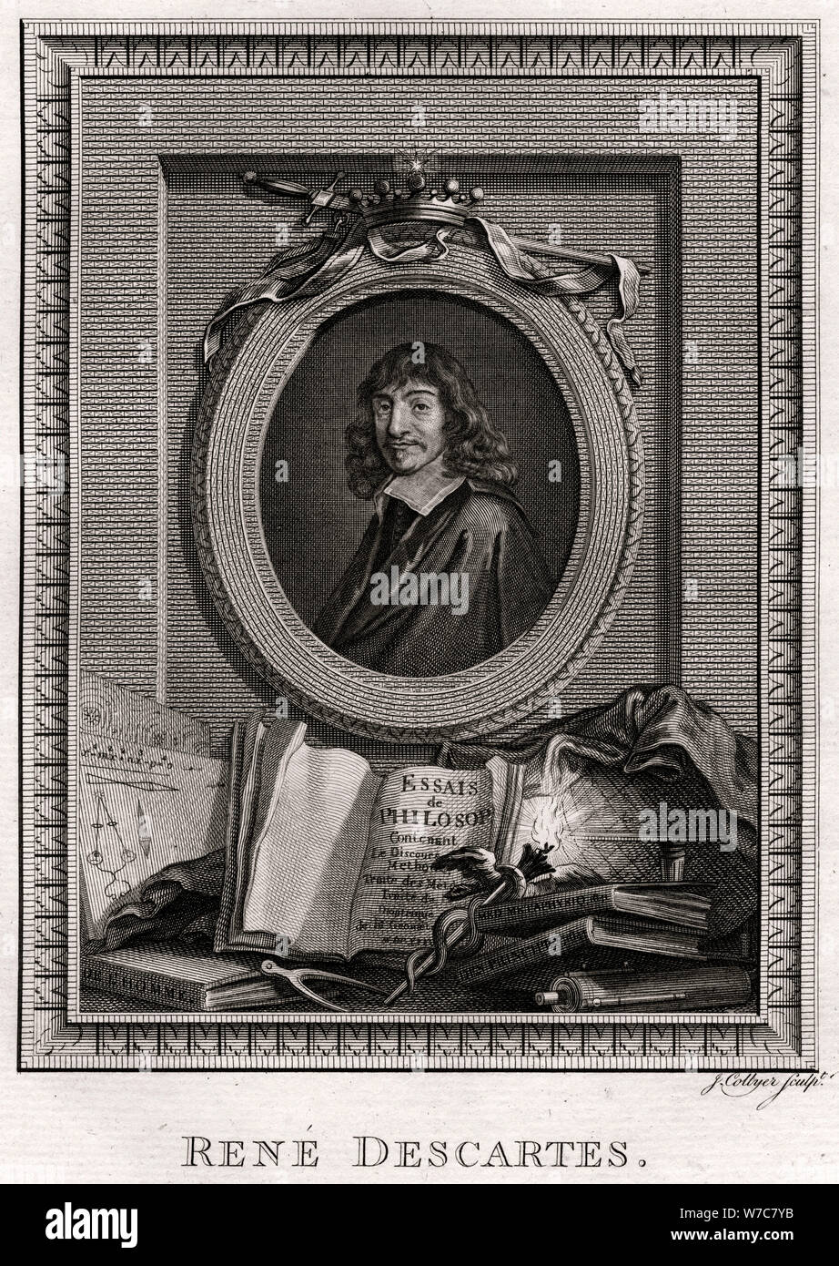 'Rene Descartes', 1775. Artist: J Collyer Stock Photo