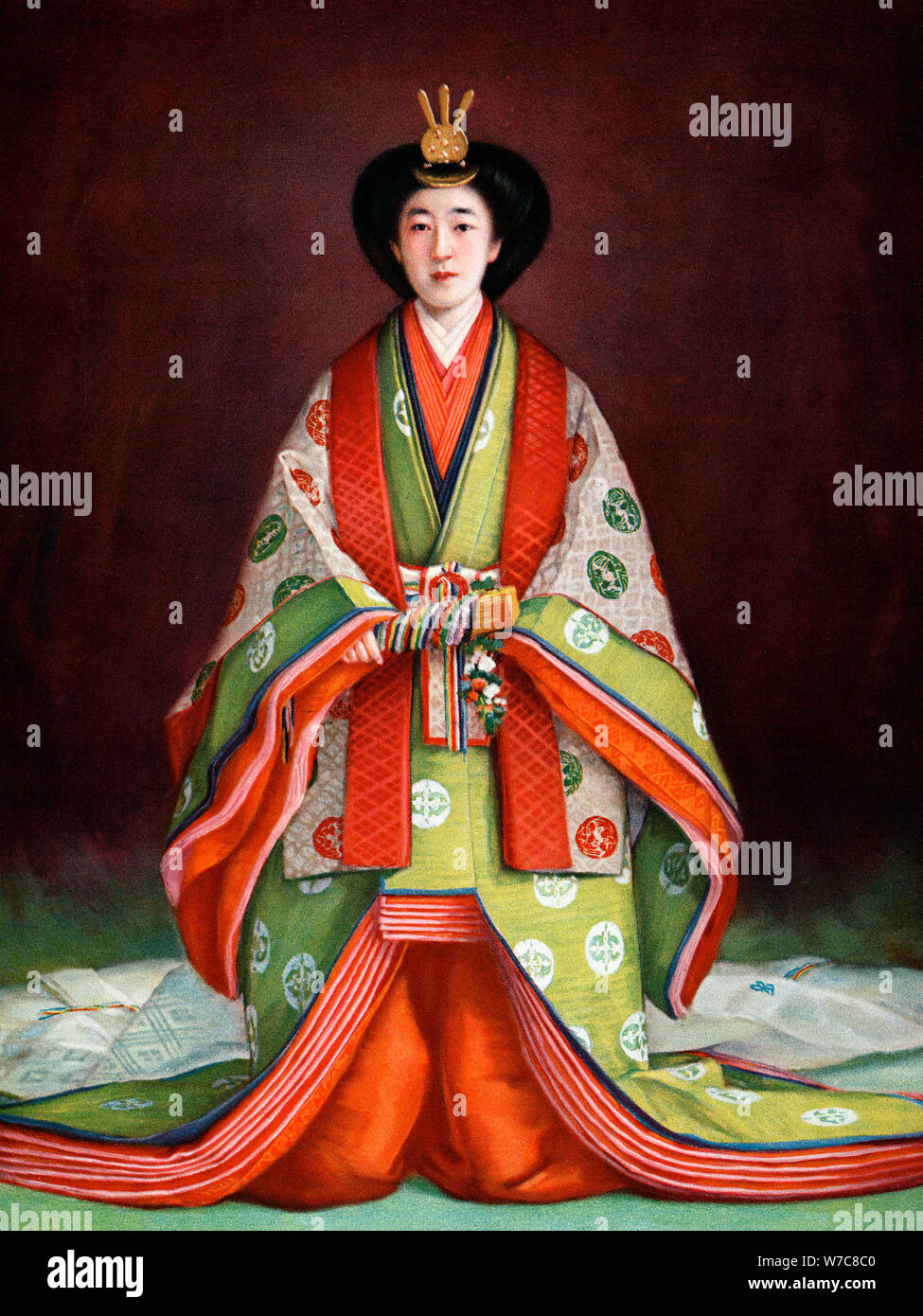 Empress Nagako of Japan in her coronation garments, c1924. Artist: Unknown Stock Photo