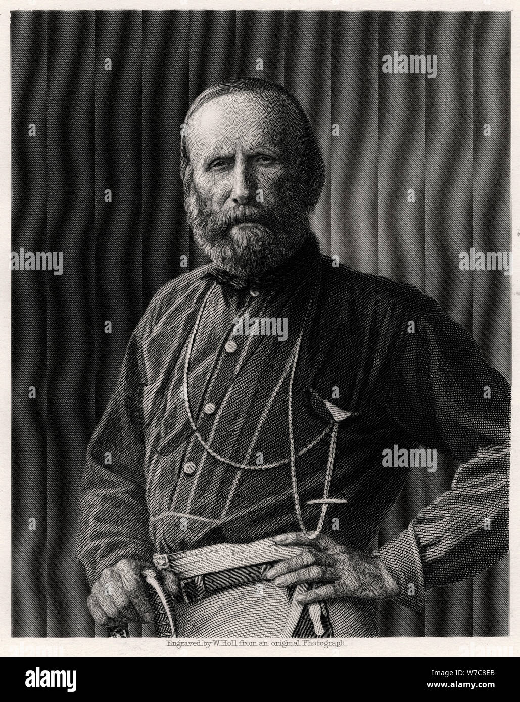 Guiseppe Garibaldi, Italian patriot, 19th century. Artist: W Holl Stock Photo
