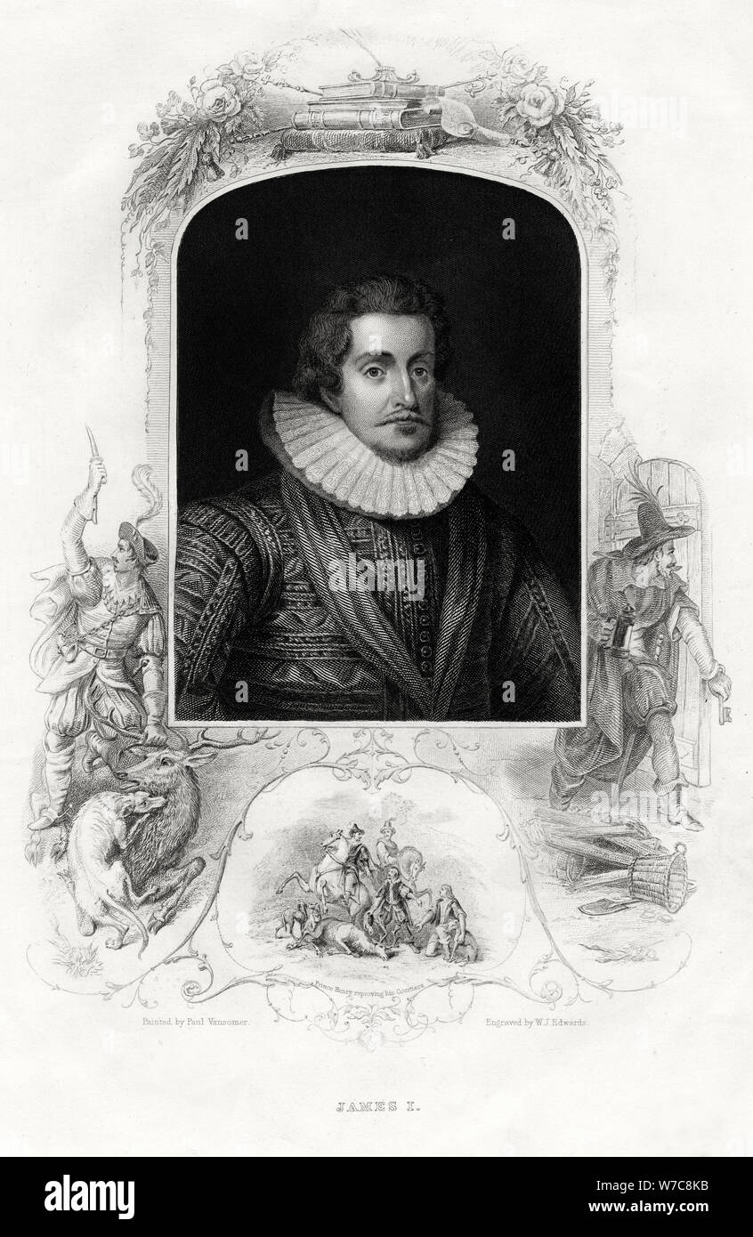 James I, King of England and Scotland, 1860. Artist WJ Edwards Stock