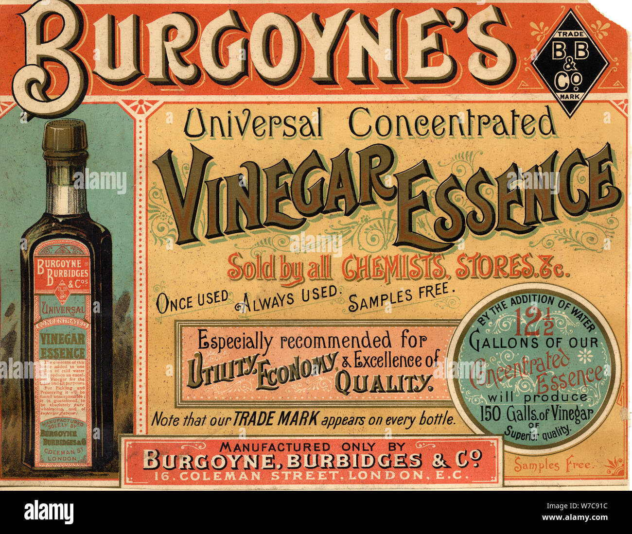 Burgoyne's Vinegar Essence, 1900s. Artist Unknown Stock Photo Alamy
