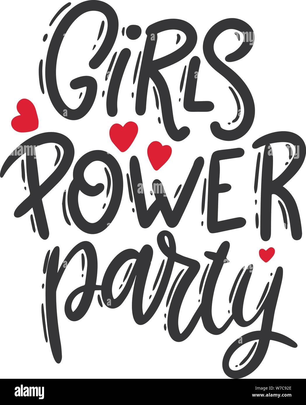 Girl power party. Lettering phrase for postcard, banner, flyer. Vector