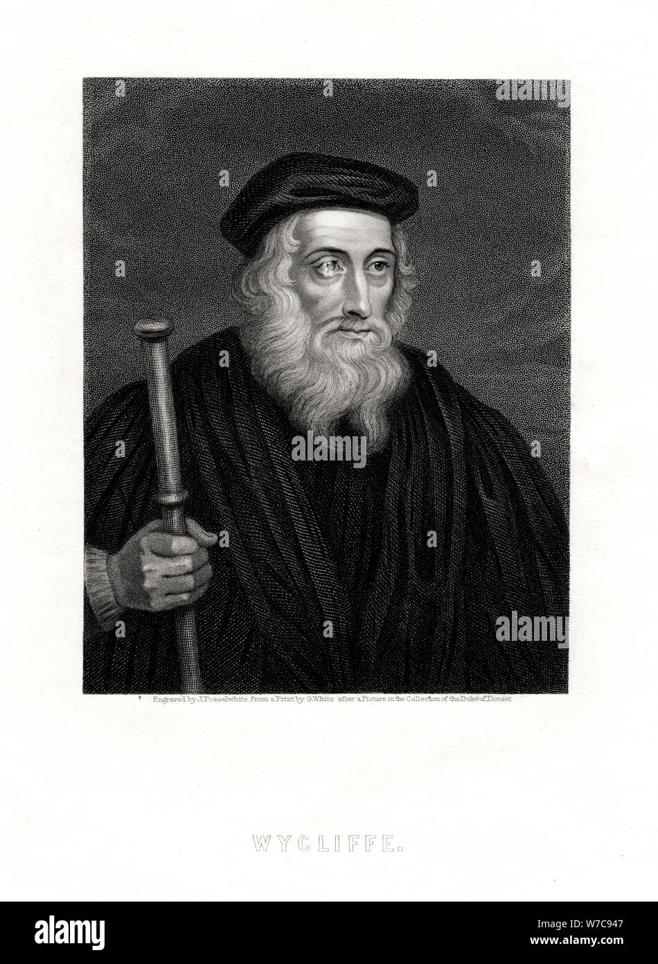 John Wycliffe, English theologian, 19th century. Artist: J Posselwhite Stock Photo