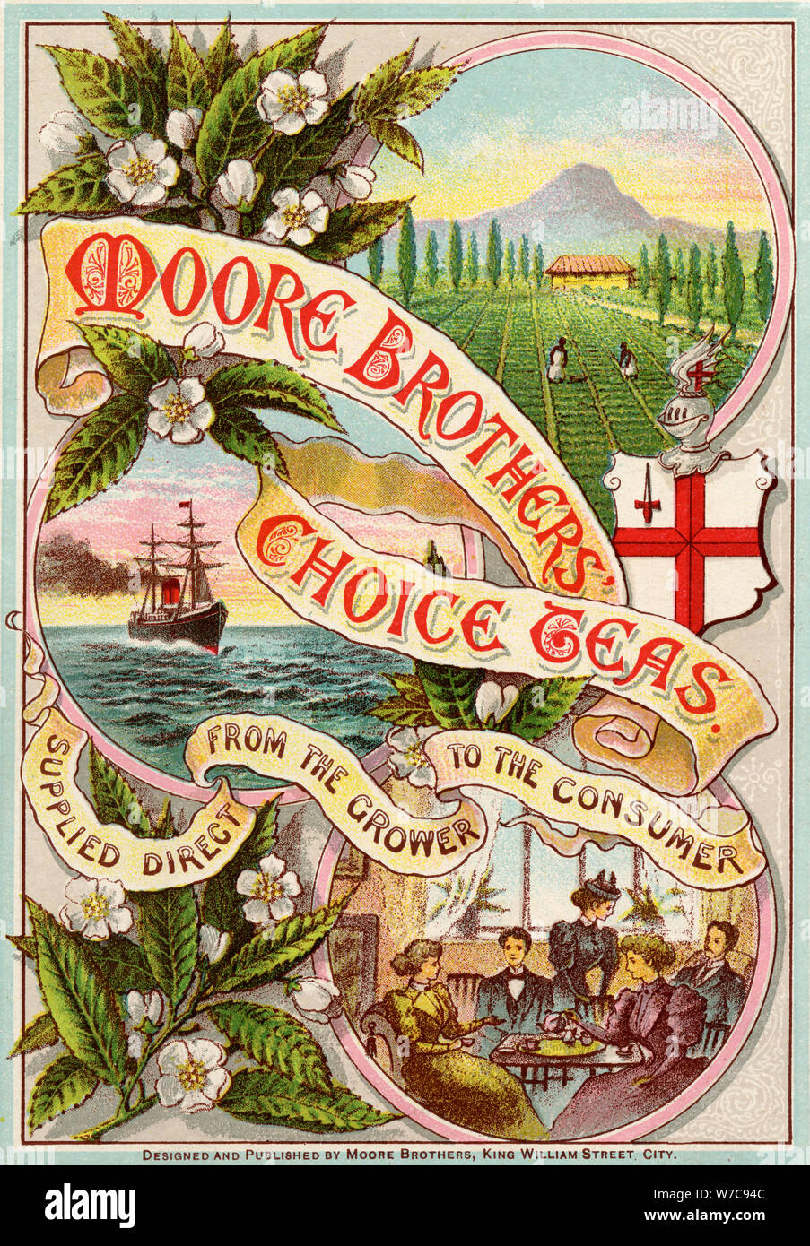 Moore Brothers' Choice Teas, 19th century. Artist: Unknown Stock Photo