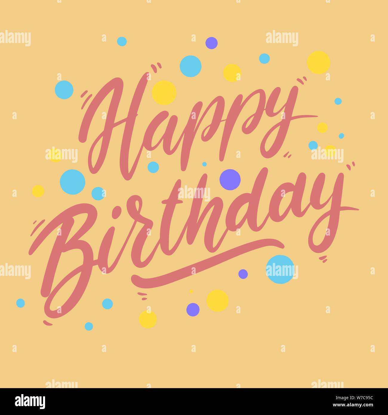 Happy Birthday Lettering Phrase For Postcard Banner Flyer