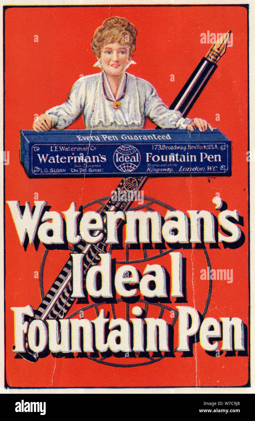 Waterman’s Fountain Pen, 1900s. Artist: Unknown Stock Photo