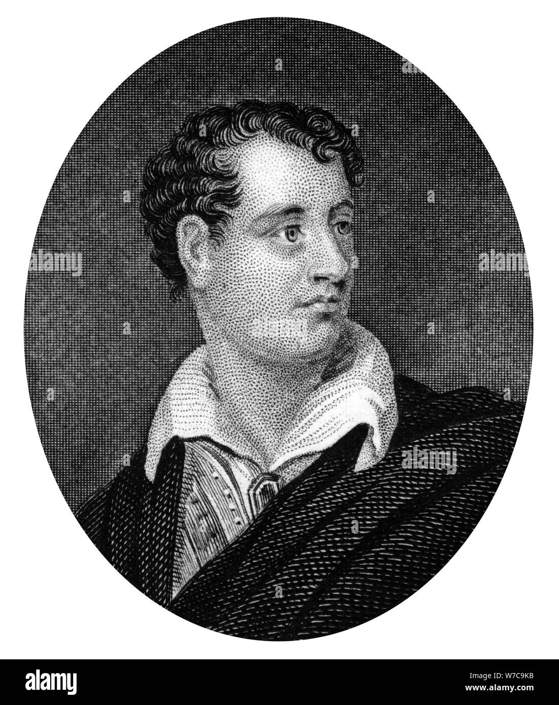 George Gordon Byron, Anglo-Scottish poet and leading figure in Romanticism, (1877). Artist: Unknown Stock Photo