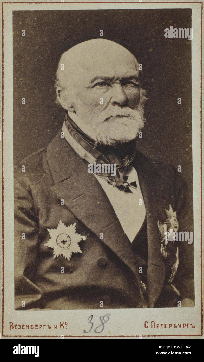 Portrait of Nikolay Ivanovich Pirogov (1810-1881). Artist: Photo studio Wesenberg Stock Photo