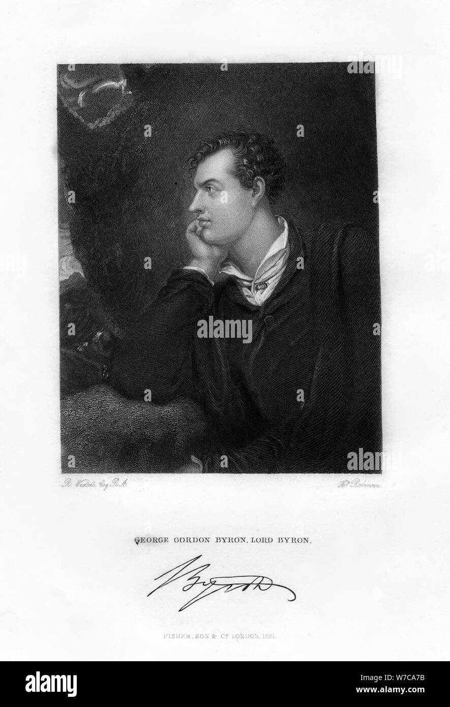 Lord Byron, Anglo-Scottish poet, c1813, (1831). Artist: H Robinson Stock Photo
