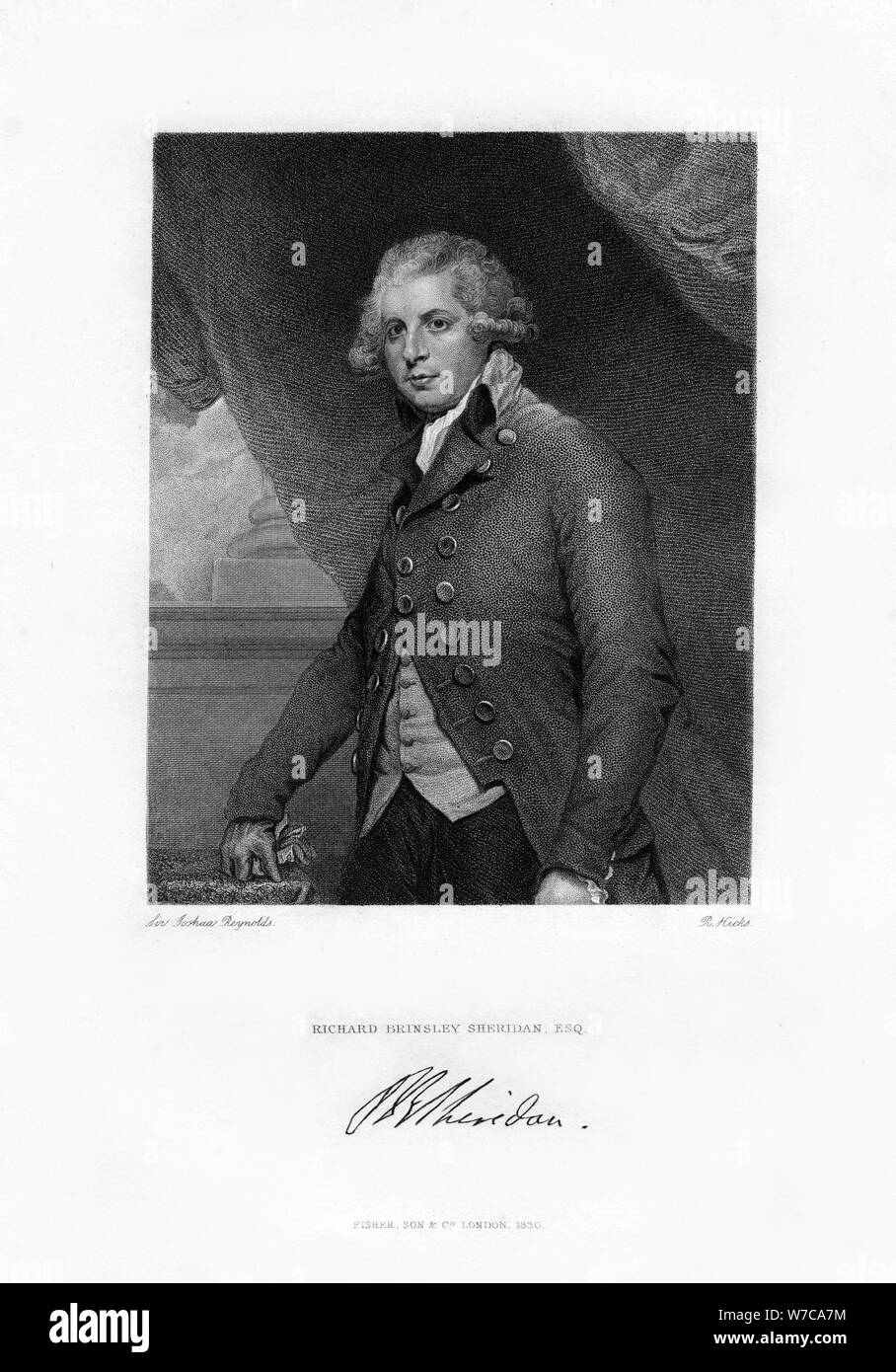 Richard Brinsley Sheridan, Irish playwright and Whig statesman, c1788, (1830).Artist: R Hicks Stock Photo