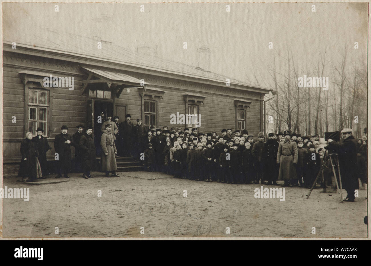 Waiting for removal of the Leo Tolstoy's body at the Astapovo station, November 20, 1910, 1910. Artist: Anonymous Stock Photo