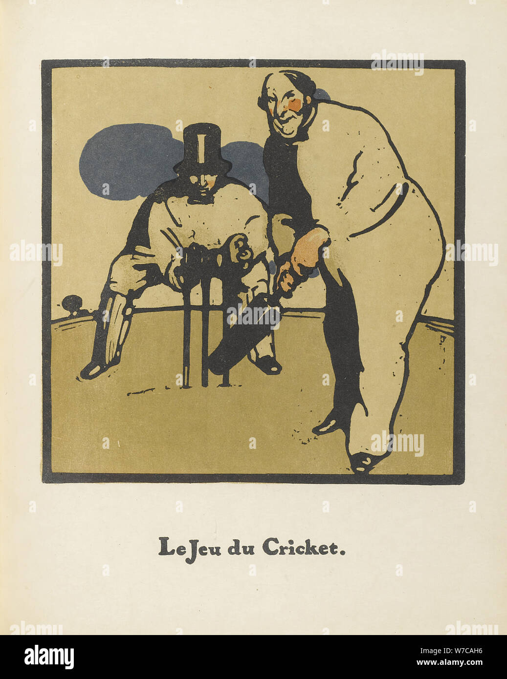 Cricket Game. From Almanach de Douze Sports, 1898. Artist: Nicholson, Sir William (1872-1949) Stock Photo