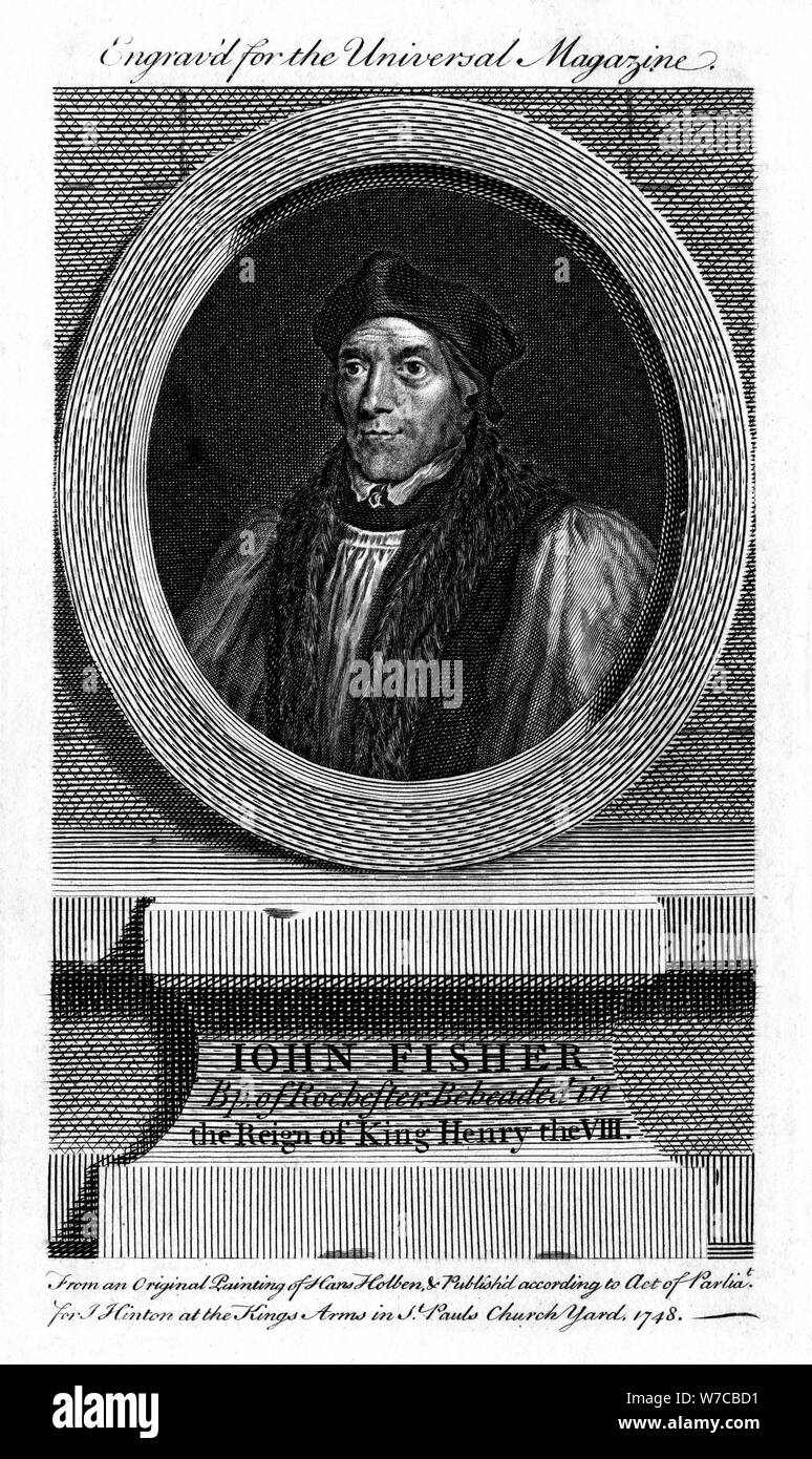 Saint John Fisher, English Catholic bishop, cardinal and martyr, (1748). Artist: Unknown Stock Photo