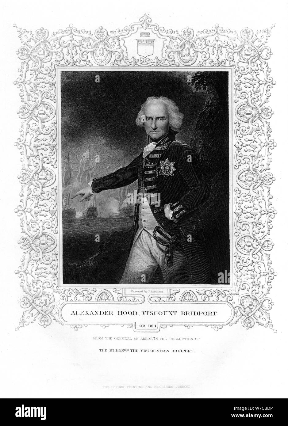 Admiral Alexander Hood, officer of the Royal Navy, 19th century.Artist: J Robinson Stock Photo