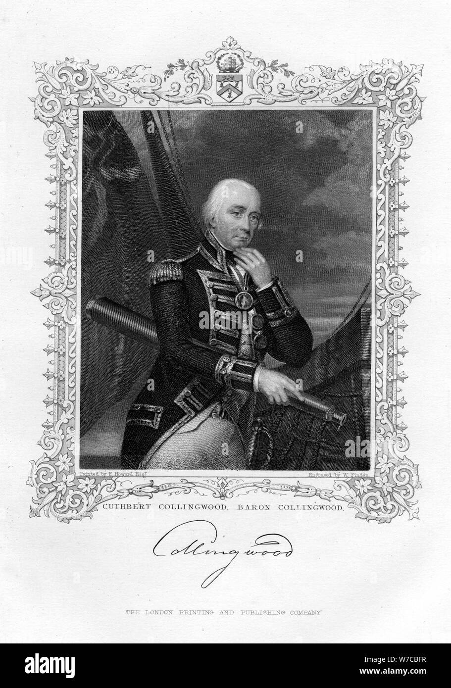 Cuthbert Collingwood, 1st Baron Collingwood, British admiral of the Royal Navy, 19th century.Artist: William Finden Stock Photo