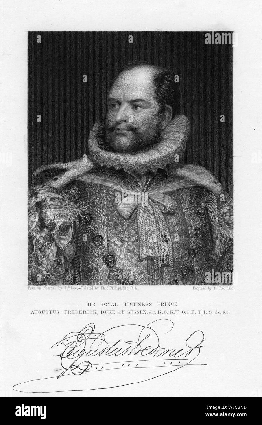Prince Augustus Frederick, Duke of Sussex, 19th century.Artist: H Robinson Stock Photo