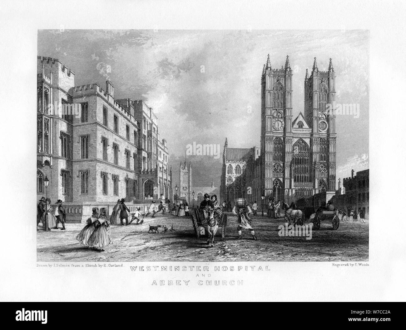 'Westminster Hospital and Abbey Church', London, 19th century.Artist: J Woods Stock Photo