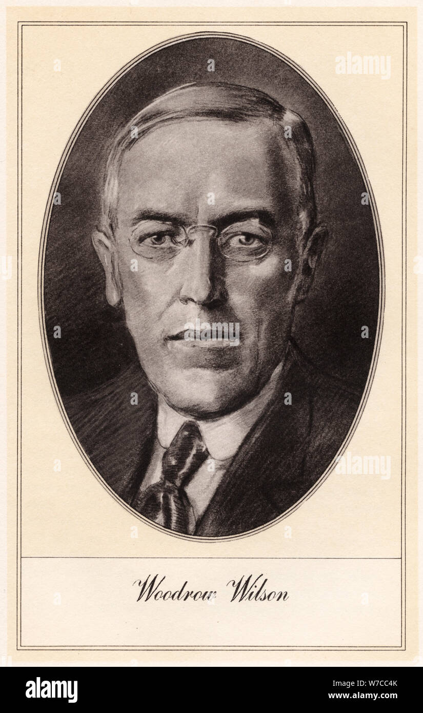 Woodrow Wilson, 28th President of the United States, (early 20th century). Artist: Gordon Ross Stock Photo