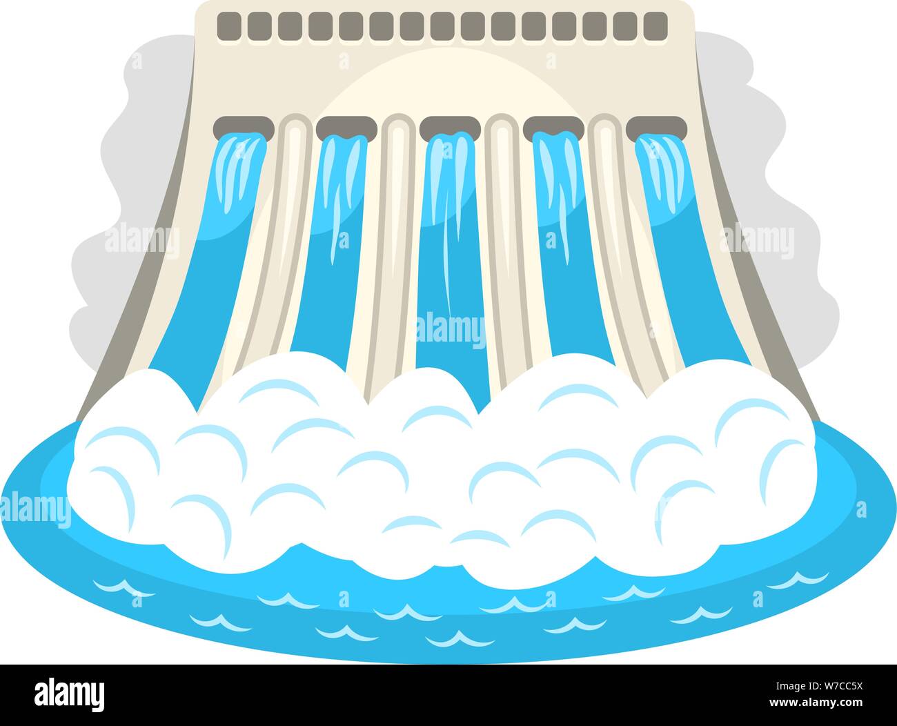 Hydroelectric station color vector icon. Alternative energy symbol