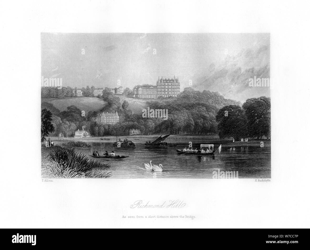 Richmond Hill, Richmond, 19th century.Artist Edward Radclyffe Stock